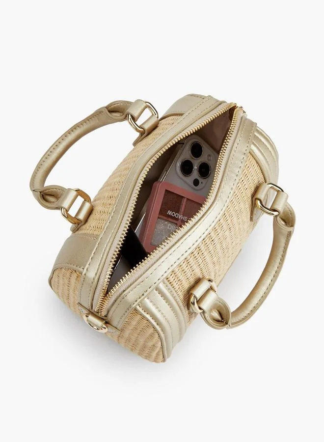 Peppermint GOLD Textured Crossbody Bag With Double Handle for Women | Best Price UAE